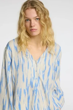 Best Selected Blouse Baela Ls Aop V-Neck Top B Birch Aop