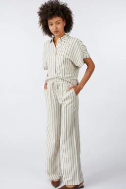 New Selected Broek Viva-Gulia Striped Sun Sandshell Stripes:Pin Stripe