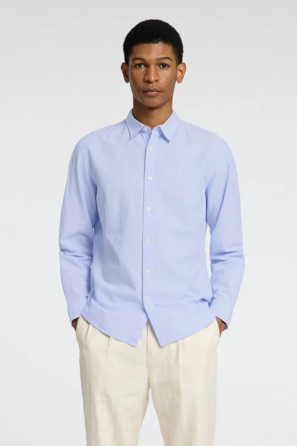 Clearance Selected Hemd Slimnew Cashmere Blue W. White