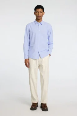 Clearance Selected Hemd Slimnew Cashmere Blue W. White