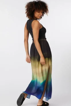 Outlet Selected Rok Vilmi Hw Aop Maxi Slit Skirt B Chestnut Aop