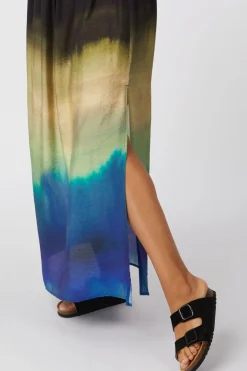 Outlet Selected Rok Vilmi Hw Aop Maxi Slit Skirt B Chestnut Aop