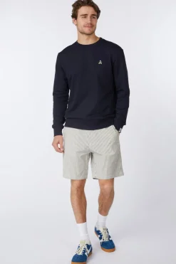 Outlet Selected Short Regular-Karl Seersucker Ink Blue