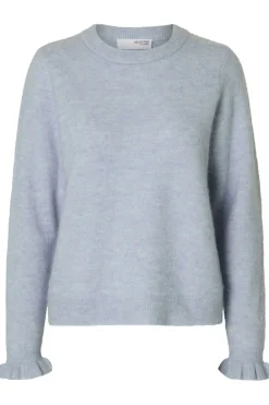 Sale Selected Trui Lulu Ls Frill Cuff Cashmere Blue