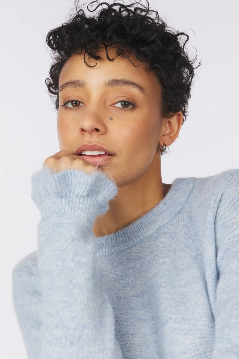 Sale Selected Trui Lulu Ls Frill Cuff Cashmere Blue