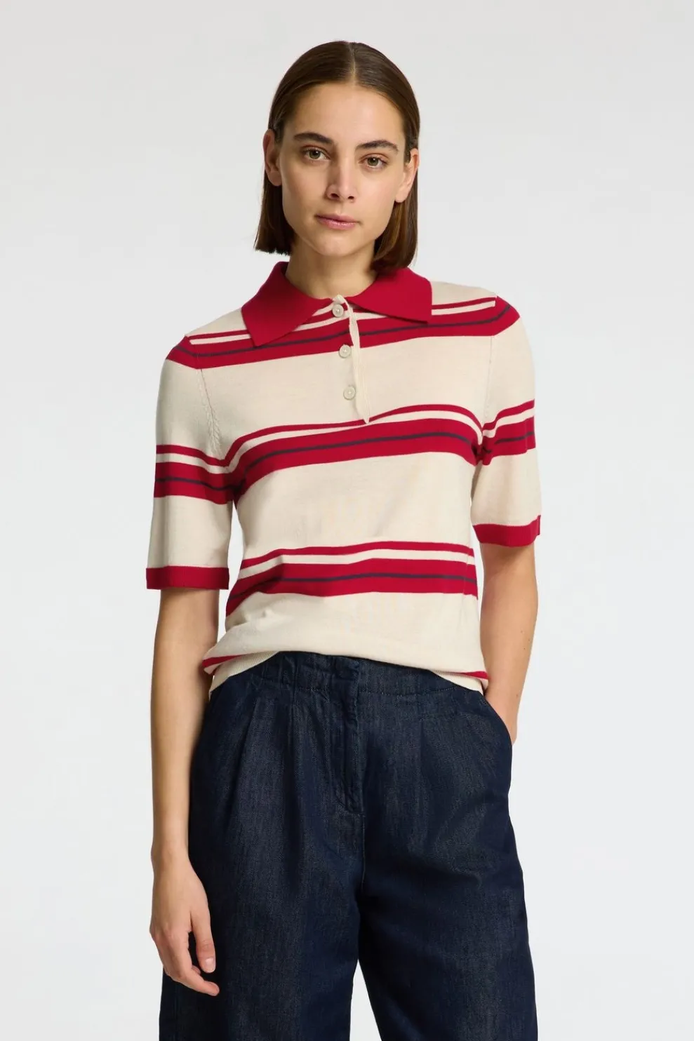 Outlet Selected Trui Thea 2/4 Birch W Savvy Red