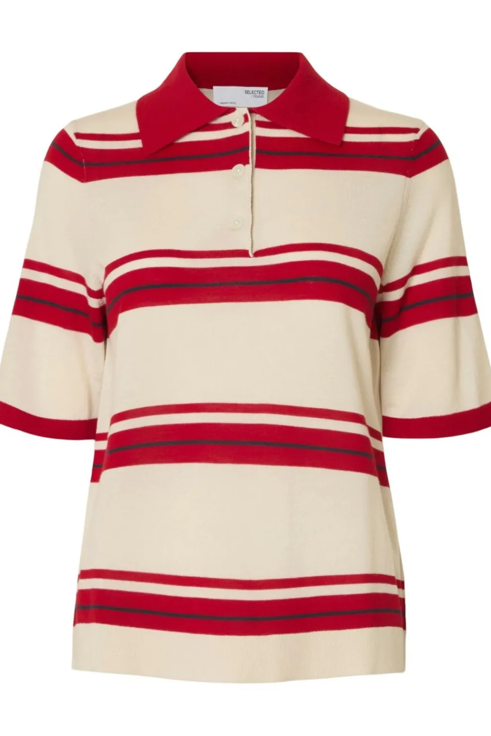 Outlet Selected Trui Thea 2/4 Birch W Savvy Red