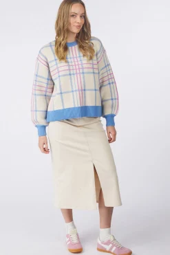 New Selected Trui Tilde Check Ls Ex Ecru