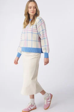 New Selected Trui Tilde Check Ls Ex Ecru