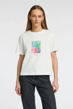 Fashion Selected T-Shirt Essential Boxy Printed Snow White Multi