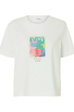 Fashion Selected T-Shirt Essential Boxy Printed Snow White Multi