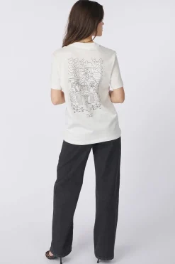 Online Selected T-Shirt Relax Colwoman Printed Snow Light Grey Denim