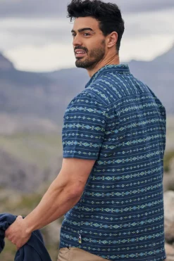 Hot Sherpa Hemd Bagmati Stripe Ss Shirt Neelo Blue