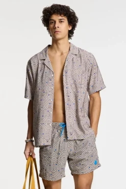 Online Shiwi Zwemshort Nick Quick Dry 6 Inch Geo Storm Chocolate Brown