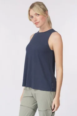 New Smartwool Top Women'S Active Mesh High Neck Tank Nightfall/Deep Navy
