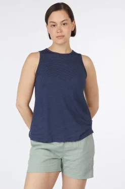 New Smartwool Top Women'S Active Mesh High Neck Tank Nightfall/Deep Navy