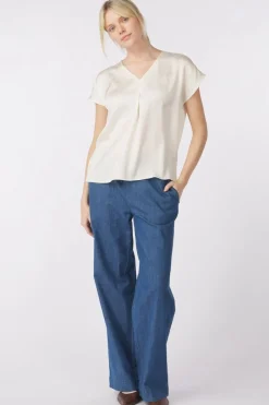 Hot Soaked in Luxury Blouse Sl Ioana Marija Medium Blue Denim