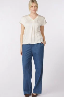 Hot Soaked in Luxury Blouse Sl Ioana Marija Medium Blue Denim