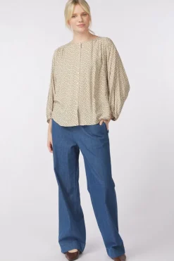 Discount Soaked in Luxury Blouse Slarjana Leodora Medium Blue Denim