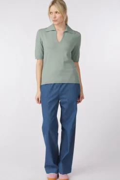 Hot Soaked in Luxury Polo Slspina Medium Blue Denim