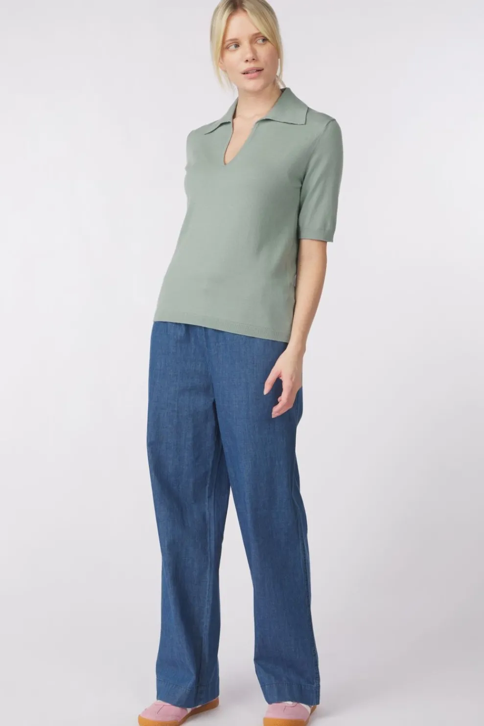 Hot Soaked in Luxury Polo Slspina Medium Blue Denim