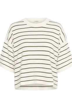 Discount Soaked in Luxury Trui Slspina Boxy White W Grape Leaf Stripe