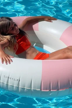 Outlet Sunnylife Speelgoed Luxe Tube Pool Ring Stole My Heart Pink Stripe white/light pink