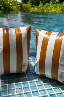 Fashion Swim Essentials Zwemarmbandjes -  Yellow Striped - Inflatable Swimming Armbands 2-6 Donkergeel/Wit