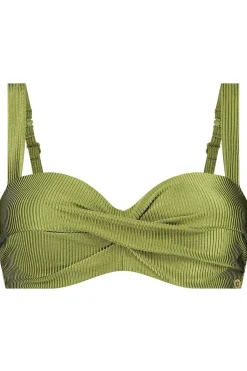 Best Ten Cate Beach Bikini Top Twisted Padded Wired Shiny Green