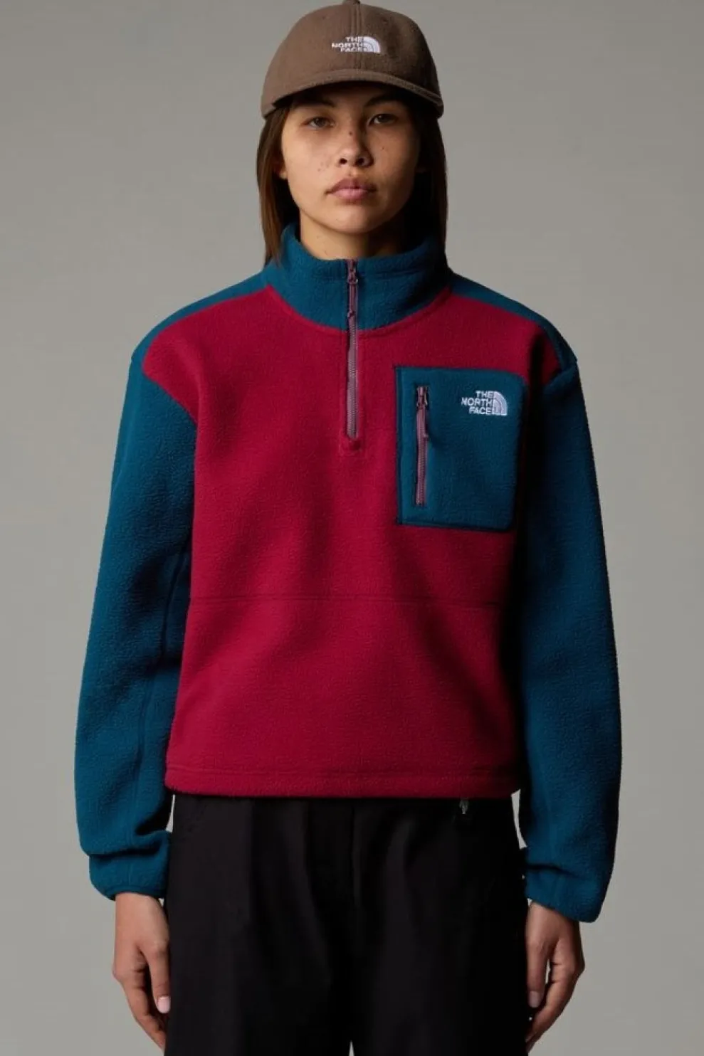 New The North Face Fleece Yumiori 1/4 Zip Beetroot/Midnight Petrol