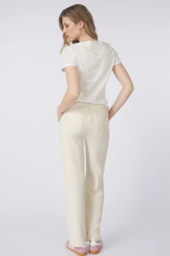 Fashion Tom Tailor Broek Straight Leg Seersucker Pants White/Stripes