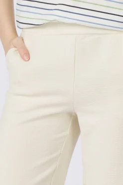 Fashion Tom Tailor Broek Straight Leg Seersucker Pants White/Stripes