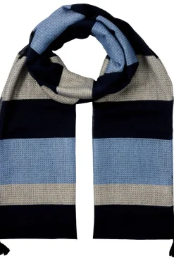 Clearance Tom Tailor Sjaal Structured With Tassels Navy Beige Stripe Scarf