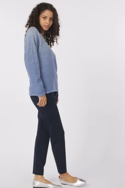 Clearance Tom Tailor Trui Knit Degrade Boatneck Navy Blue