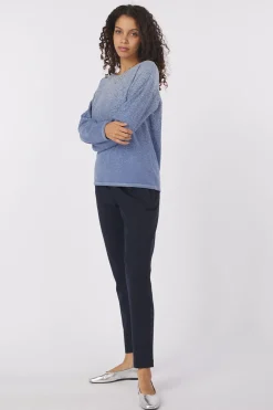 Clearance Tom Tailor Trui Knit Degrade Boatneck Navy Blue