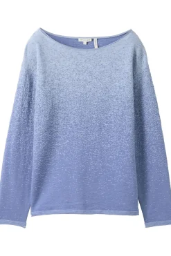 Clearance Tom Tailor Trui Knit Degrade Boatneck Navy Blue