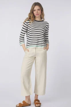 Outlet Tom Tailor Trui Knit Striped Boatneck Champagne
