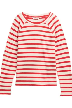 Online Tom Tailor Trui Striped Boxy T-Shirt With Buttons White Red Stripe