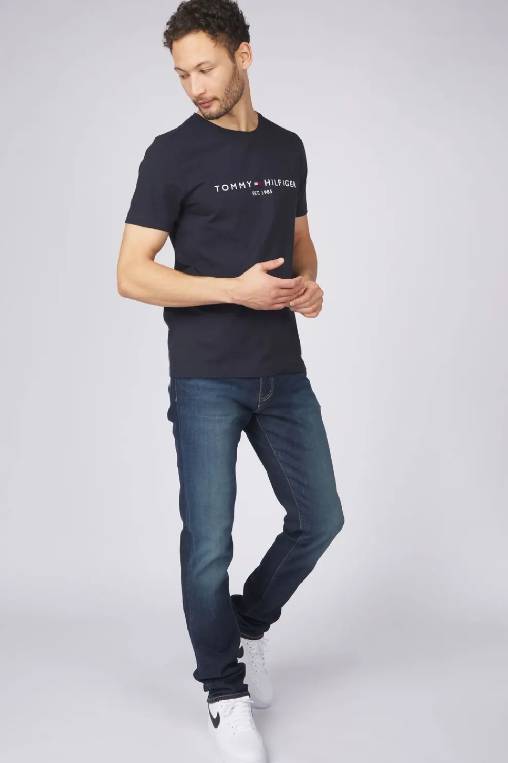 Discount Tommy Hilfiger T-Shirt Tommy Logo Dark Blue (Jeans)