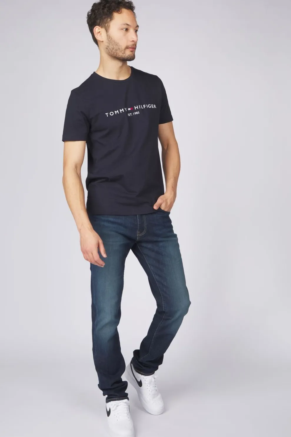 Discount Tommy Hilfiger T-Shirt Tommy Logo Dark Blue (Jeans)