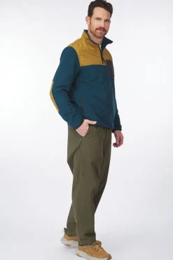 Discount Topo Designs Fleece Vista 1/4 Zip Pond Blue / Dark Khaki