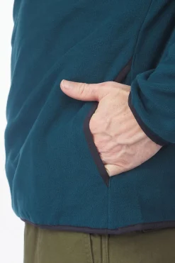 Discount Topo Designs Fleece Vista 1/4 Zip Pond Blue / Dark Khaki