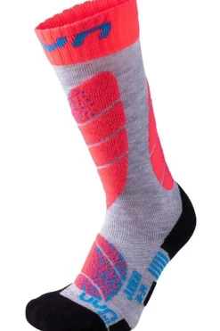 Best UYN Skisok Ski Junior Light Grey/Coral Fluo
