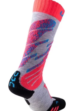 Best UYN Skisok Ski Junior Light Grey/Coral Fluo