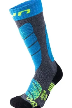 Fashion UYN Skisok Ski Junior Medium Grey Melange/Turquoise