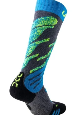 Fashion UYN Skisok Ski Junior Medium Grey Melange/Turquoise