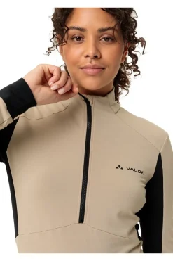 Outlet Vaude T-Shirt Women'S Kuro Halfzip Ls Tricot Beige