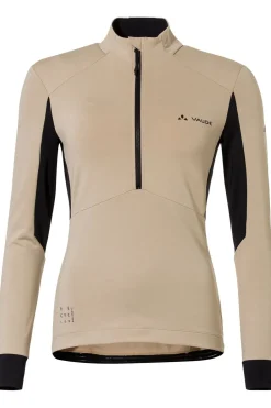 Outlet Vaude T-Shirt Women'S Kuro Halfzip Ls Tricot Beige