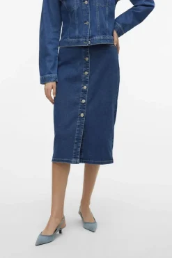 Discount Vero Moda Rok Natty Button Mix Dark Blue Denim