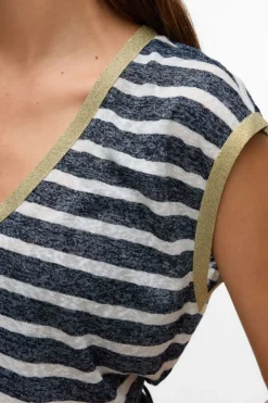 Best Vero Moda T-Shirt Baldo Stripe Off White/Navy Blue